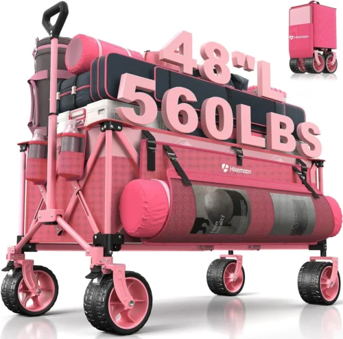 Alternative view of 48'' Extra Large Collapsible Wagon with Big Wheels, 300L Black, 560LBS Heavy Duty