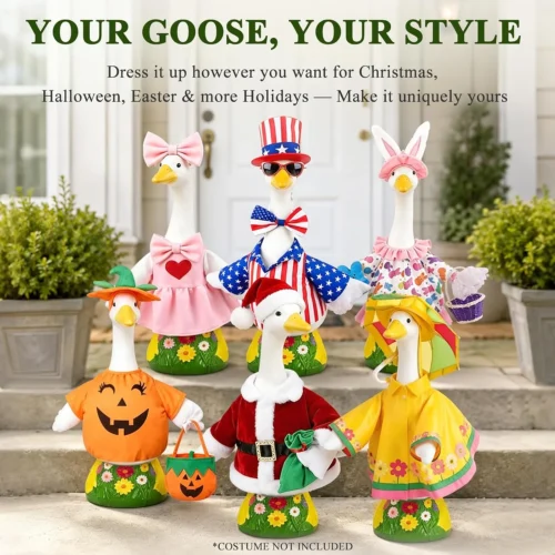 Alternative view of 23 Inch Large Porch Goose Statue, PE Plastic Outdoor Goose Decor for Lawn