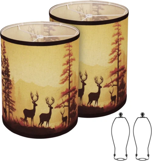 Deer Printed Empire Lamp Shades Set of 2