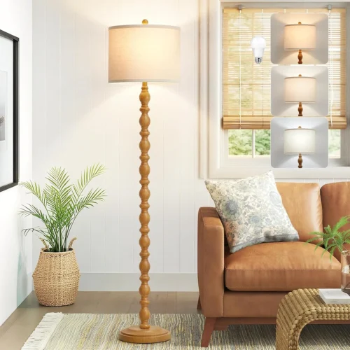 62 Floor Lamp, Rotary Switch, Rustic Resin Tall Lamps for Living Room