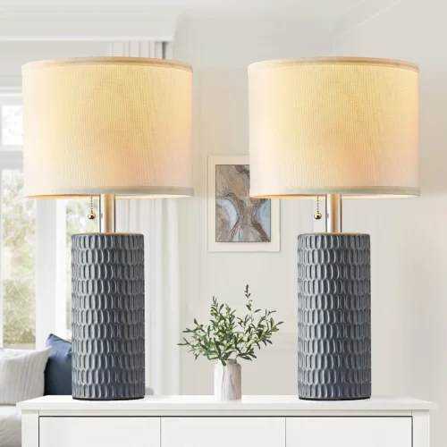 Alternative view of 20.5 Modern Ceramic Table Lamps for Bedroom Set of 2, Farmhouse Table Lamp for Living Room Office Dorm