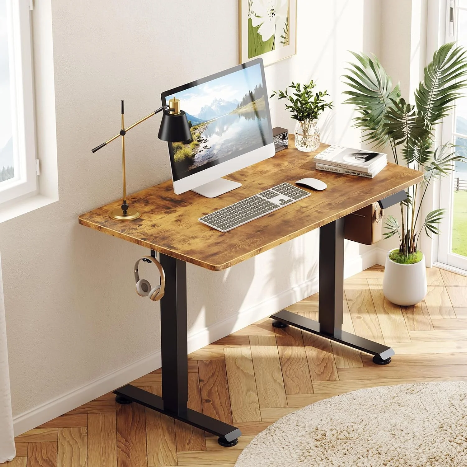 55 Inch Large Electric Standing Desk, Gaming Table, Height Adjustable Sit Stand Up Computer Tables for Home Office - Image 5