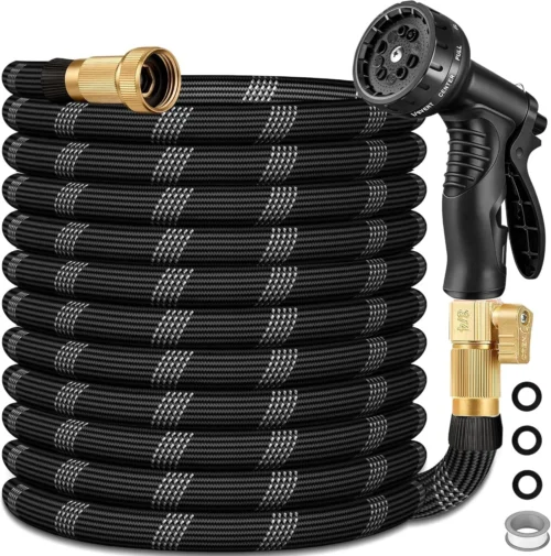 FT Non-Expandable Garden Hose, Lightweight Hose with 10 Function Spray Nozzle, 3/4'' Solid Connectors Garden Hose