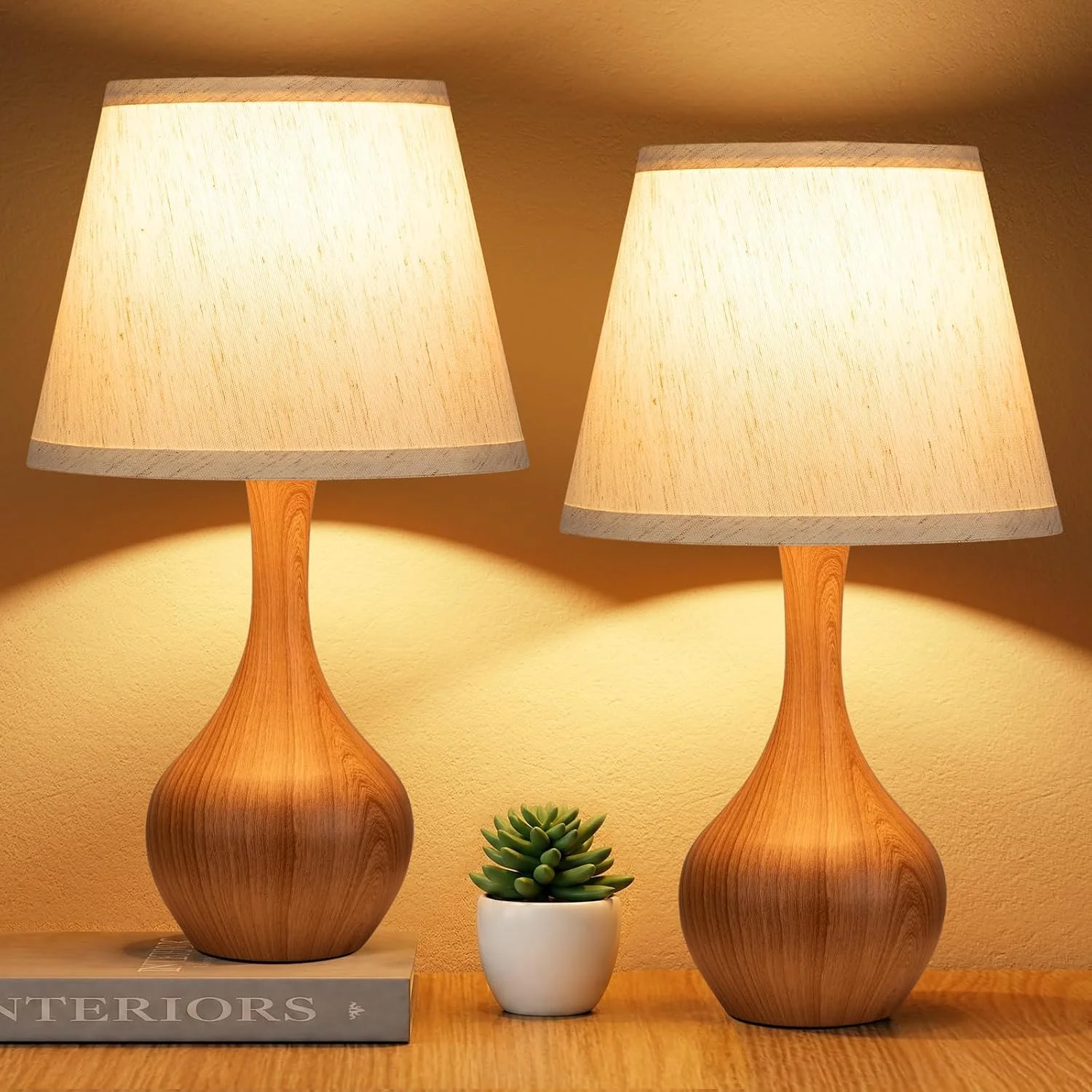 Touch Table Lamp, Dimmable, Bulb Included, Wood-Paint Desk Lamp for Kids Room - Image 4