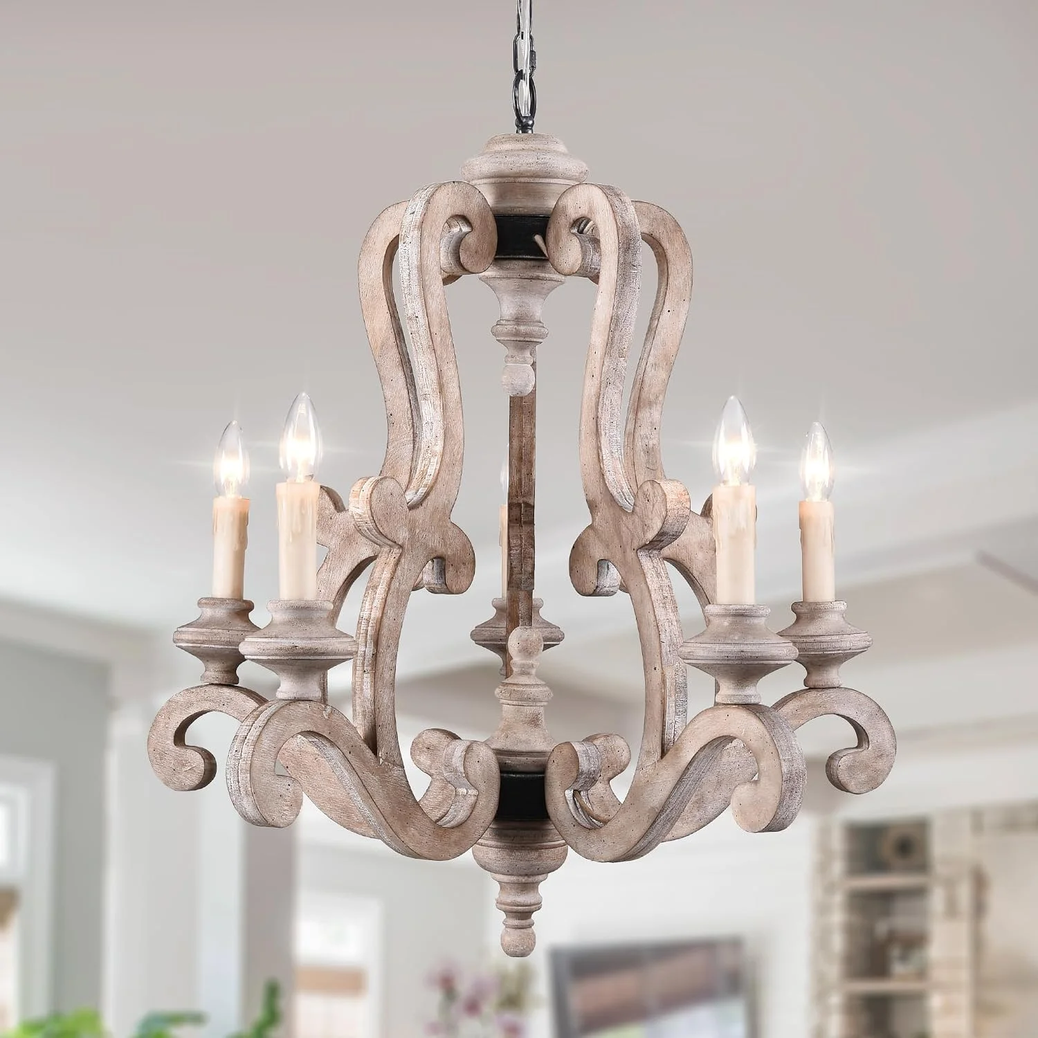 Wood Chandelier Light Fixture - Image 4