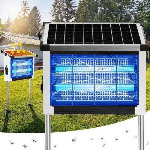 Bug Zapper Outdoor, 4500V Solar Mosquito Zapper for Outdoor & Indoor, 1/2 Acre Coverage Cordless Rechargeable