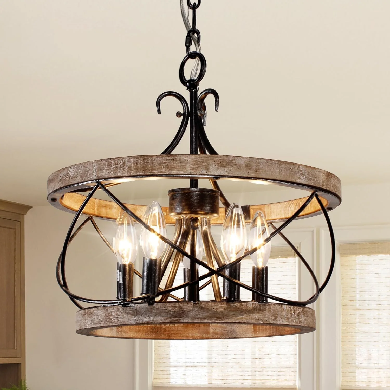Wood Chandelier Light Fixture - Image 2