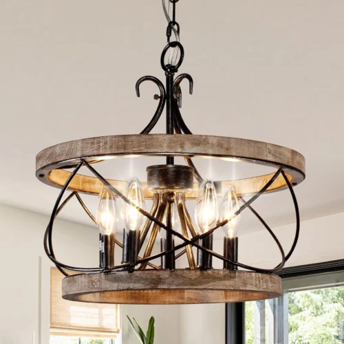 Wood Chandelier Light Fixture