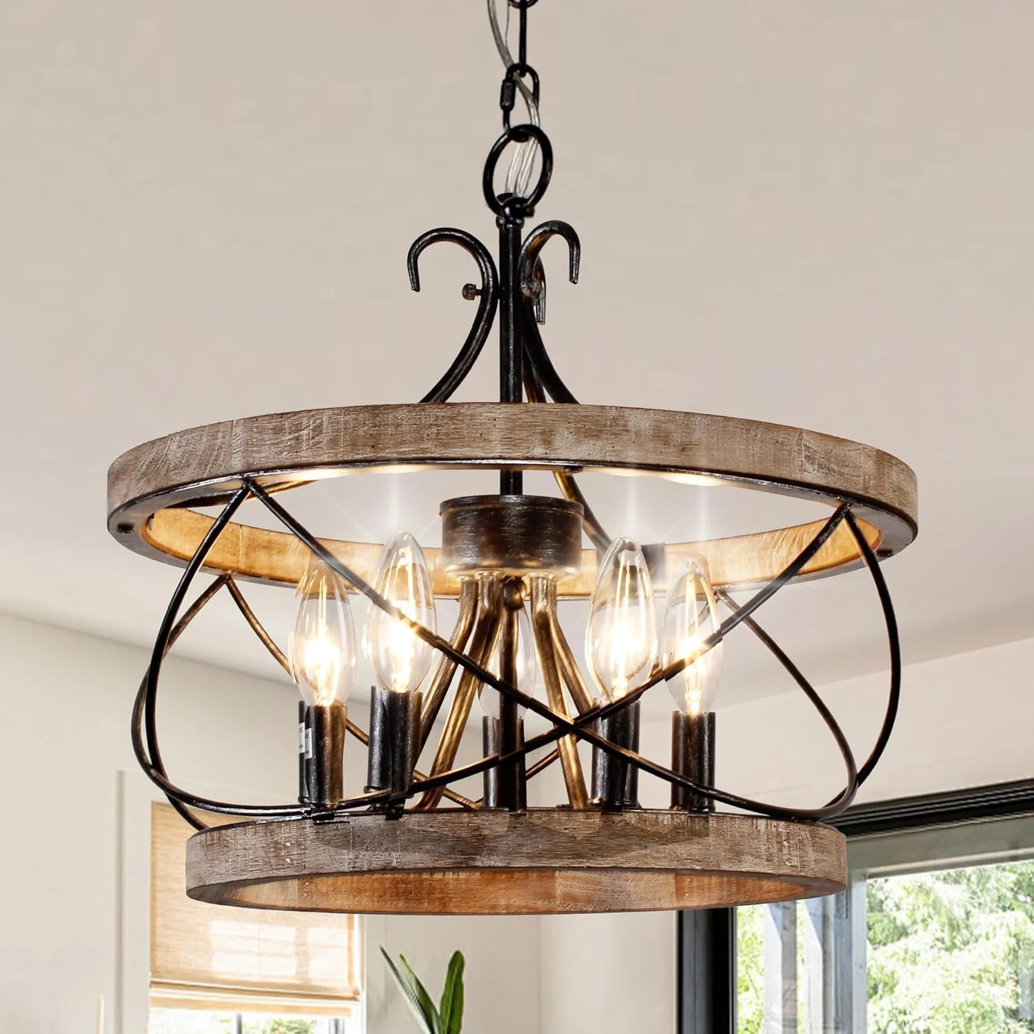 Wood Chandelier Light Fixture
