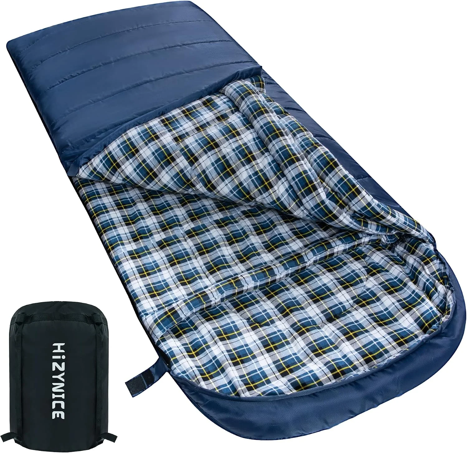 Nook Cold Weather Sleeping Bag 100% Cotton Flannel XXL for Adults Big and Tall, Free Compression Sack - Image 3