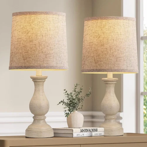 Farmhouse Table Lamp Set of 2, Rustic Lamp for Bedroom Living Room