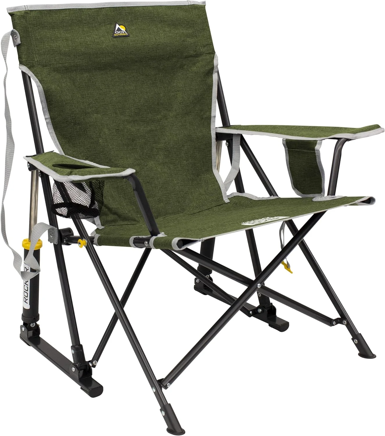 Outdoor Kickback Rocker Outdoor Rocking Chair with Beverage Holder - Image 4