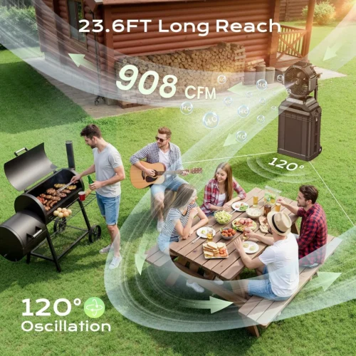 Alternative view of 4 Gal Large Misting Bucket Fan Portable, 40000mAh Rechargeable Mister Fan with Retractable Handle &