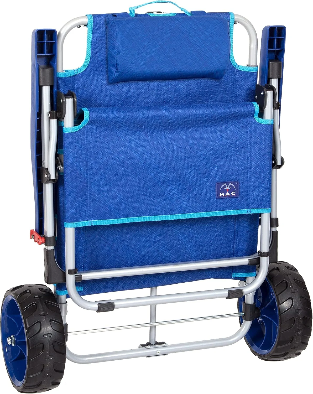 Sports Beach Day Foldable Chaise Lounge Chair with Integrated Wagon Pull Cart Combination and Heavy Wheels - Image 5