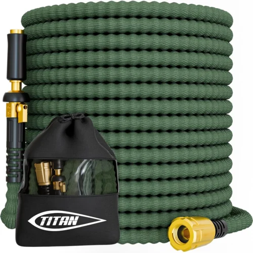 Flexible Garden Hose 100FT, Ultra Lightweight, Heavy Duty Water Hose with Brass Fittings & Jet Nozzle