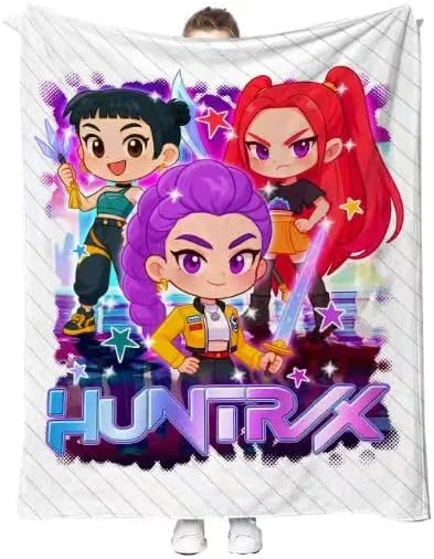 K Pop D.e.mon Hunters Soft and Warm Blanket Specially Designed for Children.It Measures 55 inches by 40 inches.It is Suitable for Placing on Sofas and Chairs, and can be Used in The Living Room (black)