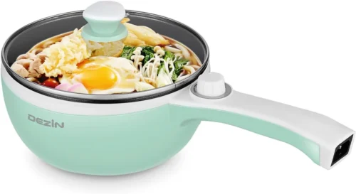 Dezin Hot Pot Electric, 1.5L Non-Stick Portable Electric Pot, Dual Power
