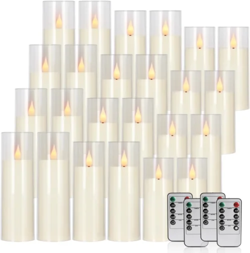 Alternative view of 24-Pack LED Flameless Candles with Remote Control -Flickering Electric Candles- Timer Candles -3D Flame, for Halloween Christmas Parties, Wedding