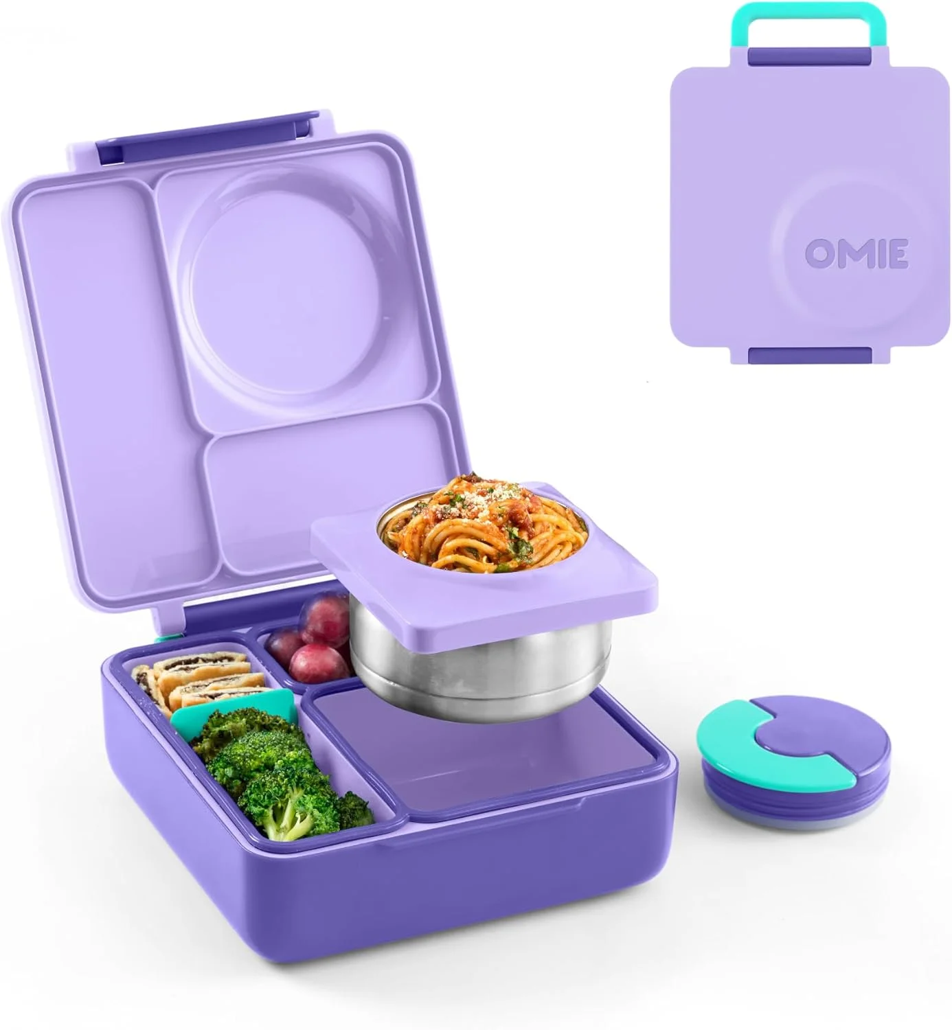 OmieBox Kids Insulated Leakproof Bento Lunch Box with Food Jar (Blue Sky) - Image 4