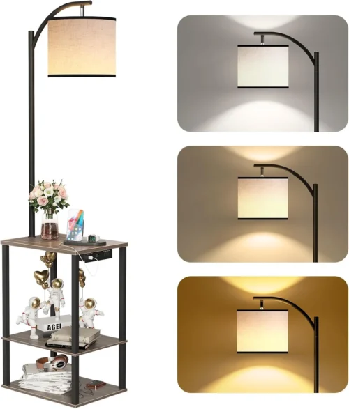 Alternative view of Floor Lamp with Table Shelves, End Side Table for Living Room