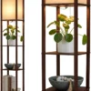 Maxwell - Modern Shelf Floor Lamp with Lamp Shade & Warm White LED Bulb, Corner Display Floor Lamp with Shelves for Living Room, Bedroom
