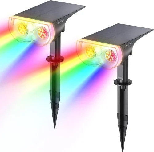 Solar Lights Outdoor Waterproof LED Landscape Spotlight RGB 2 Pack