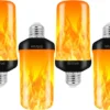 LED Flame Effect Light Bulb, 4 Modes Flame Light Bulbs, E26 Base Fire Light Bulb with Gravity Sensor, Flickering Light Bulbs Halloween Home Party (4