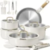 CAROTE 21pcs Tri-Ply Stainless Steel Cookware Set with Detachable Handle