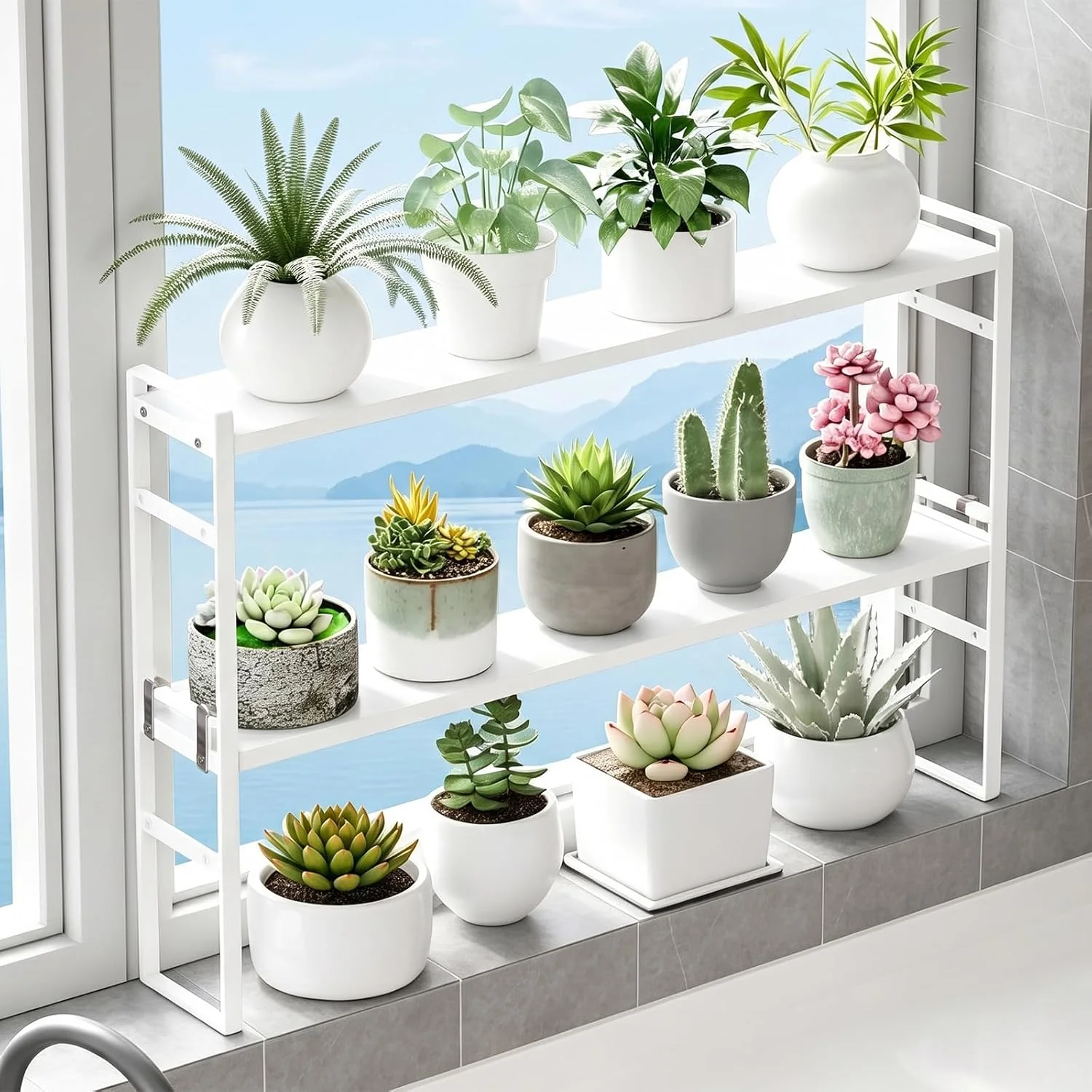 Narrow Tall Storage Shelf for Windowsill & Kitchen, White - Image 5