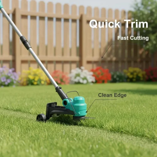 Alternative view of 20V Wireless String Trimmer & Edger, 12 Lawn Weed Wacker with Line Feed, 2 x 2.0Ah Batteries, Fast Charger, Wheels, 8 Spool Lines