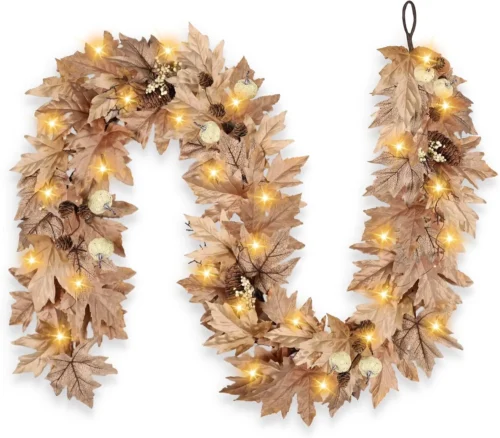 Alternative view of FT Lighted Fall Garland with Lights Autumn Automatic ON/Off Timer