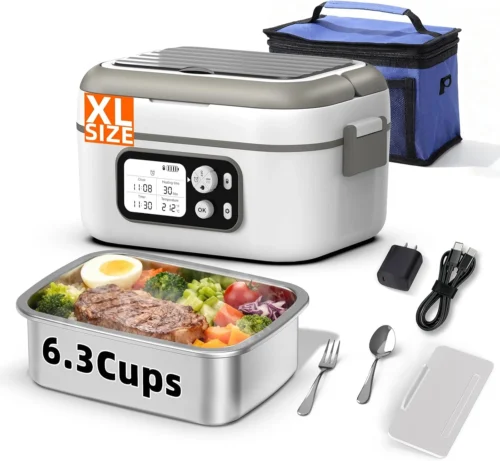 Alternative view of 6.3-Cups Cordless Electric Heated Lunch Box for Adults, 20000mAh Rechargeable Battery Powered Smart Self Heating Lunchbox for Men Women