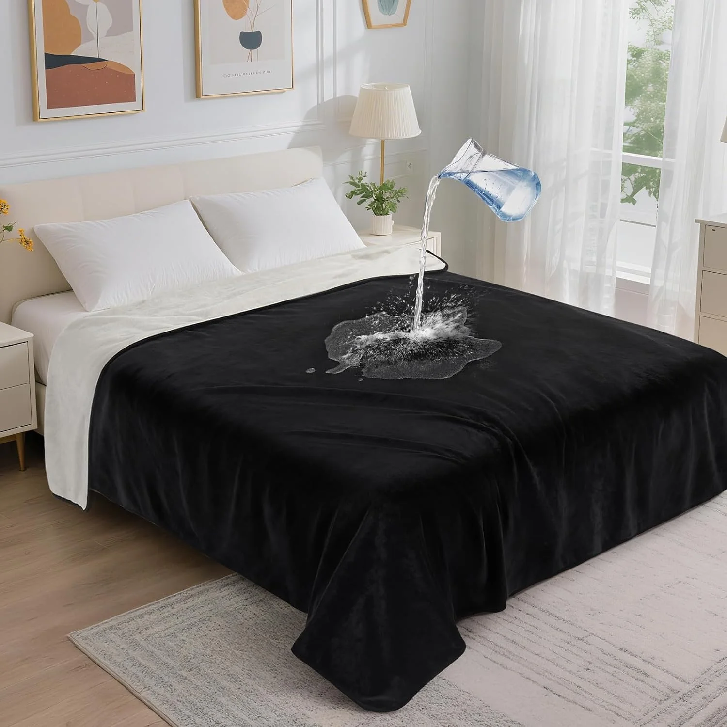 LOOBANI Waterproof Blanket for Bed, Soft Flannel Twin Bed Blanket 60 x 80 - Image 2