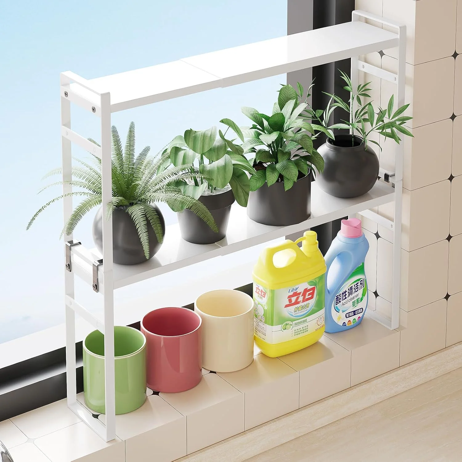 Expandable Narrow Shelf Organizer with 2-Level Adjustable Height - Image 2