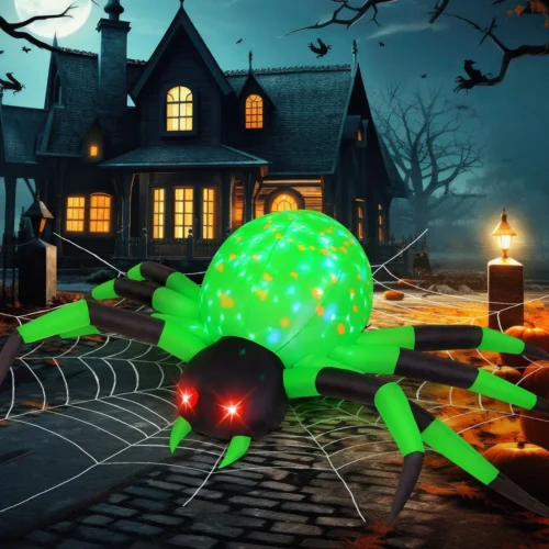 Alternative view of 9FT Halloween Inflatables Decorations Green Spider Yard LEDs Decor