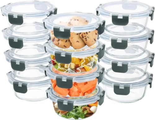 Alternative view of 24-Piece Small Glass Food Storage Containers with Lids Airtight