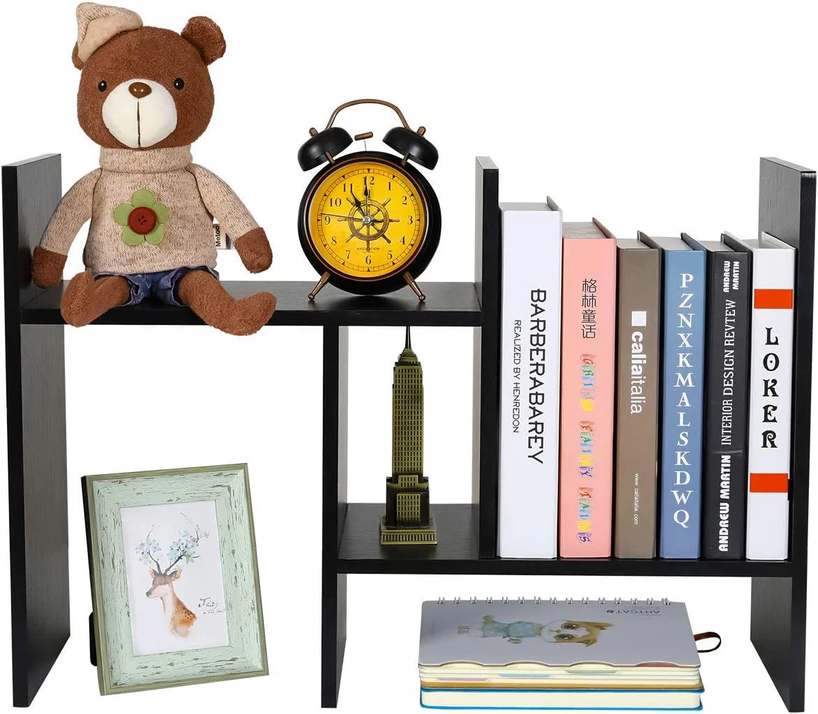 Desktop Bookshelf Freestanding Wooden Countertop Bookcase Accessories Organizer Display Rack Dorm Desk Storage Shelf - Image 11