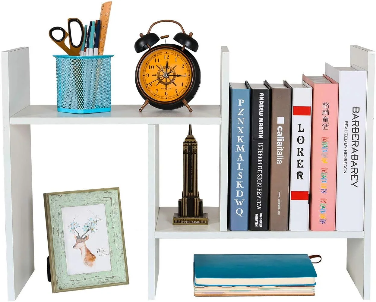 Desktop Bookshelf Freestanding Wooden Countertop Bookcase Accessories Organizer Display Rack Dorm Desk Storage Shelf - Image 6