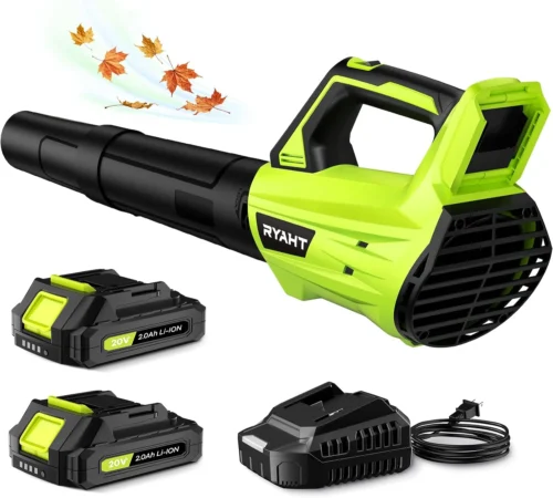 Blower Cordless, Leaf Blower with Battery and Charger - 2 Speed Modes, 2 Batteries, 20V Powerful Lightweight Electric Blowers for Blowing Leaves, Dust