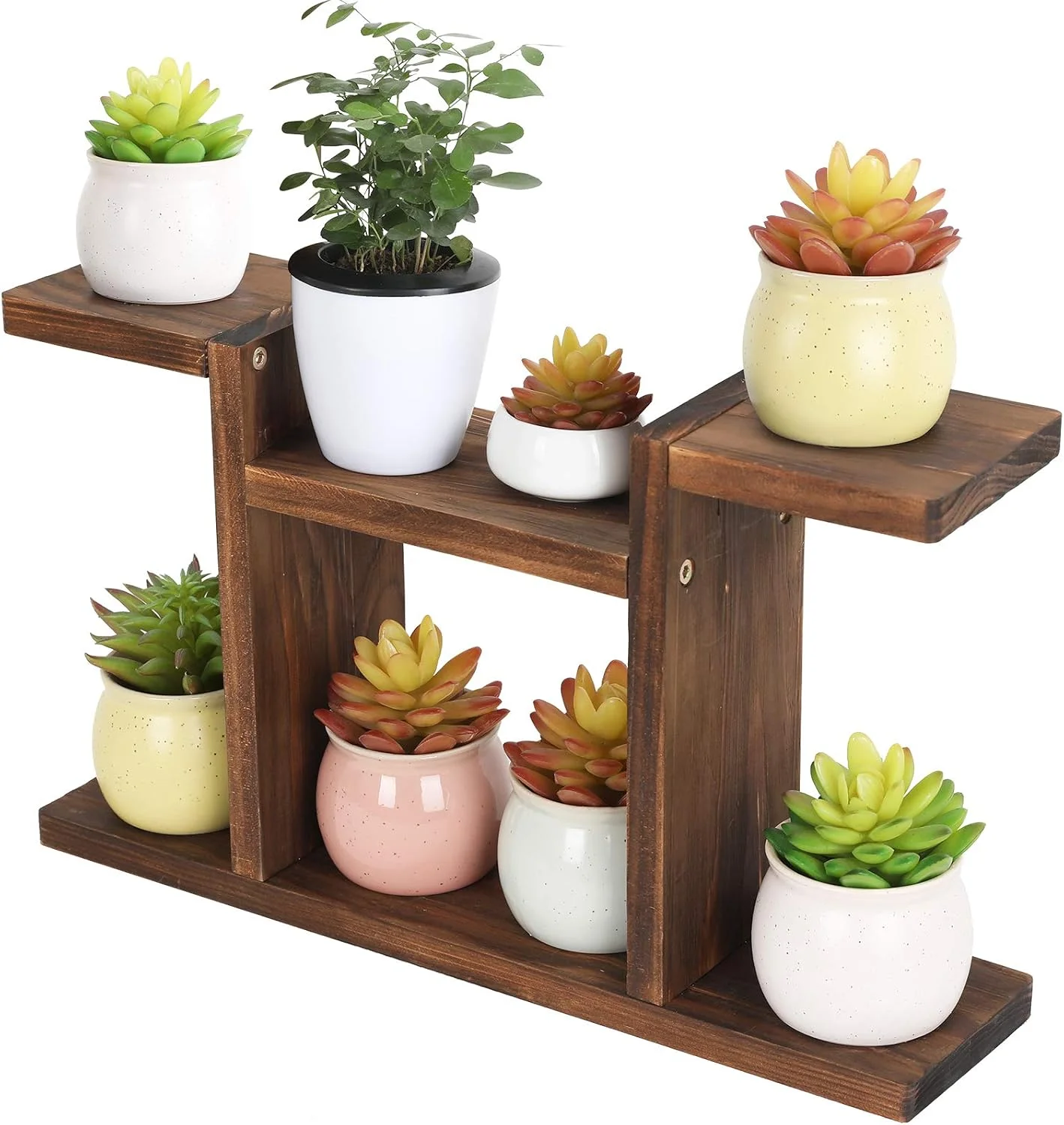 Wood Desktop Plant Stand Indoor Small Windowsill Flower Shelf 4 Tier - Image 4