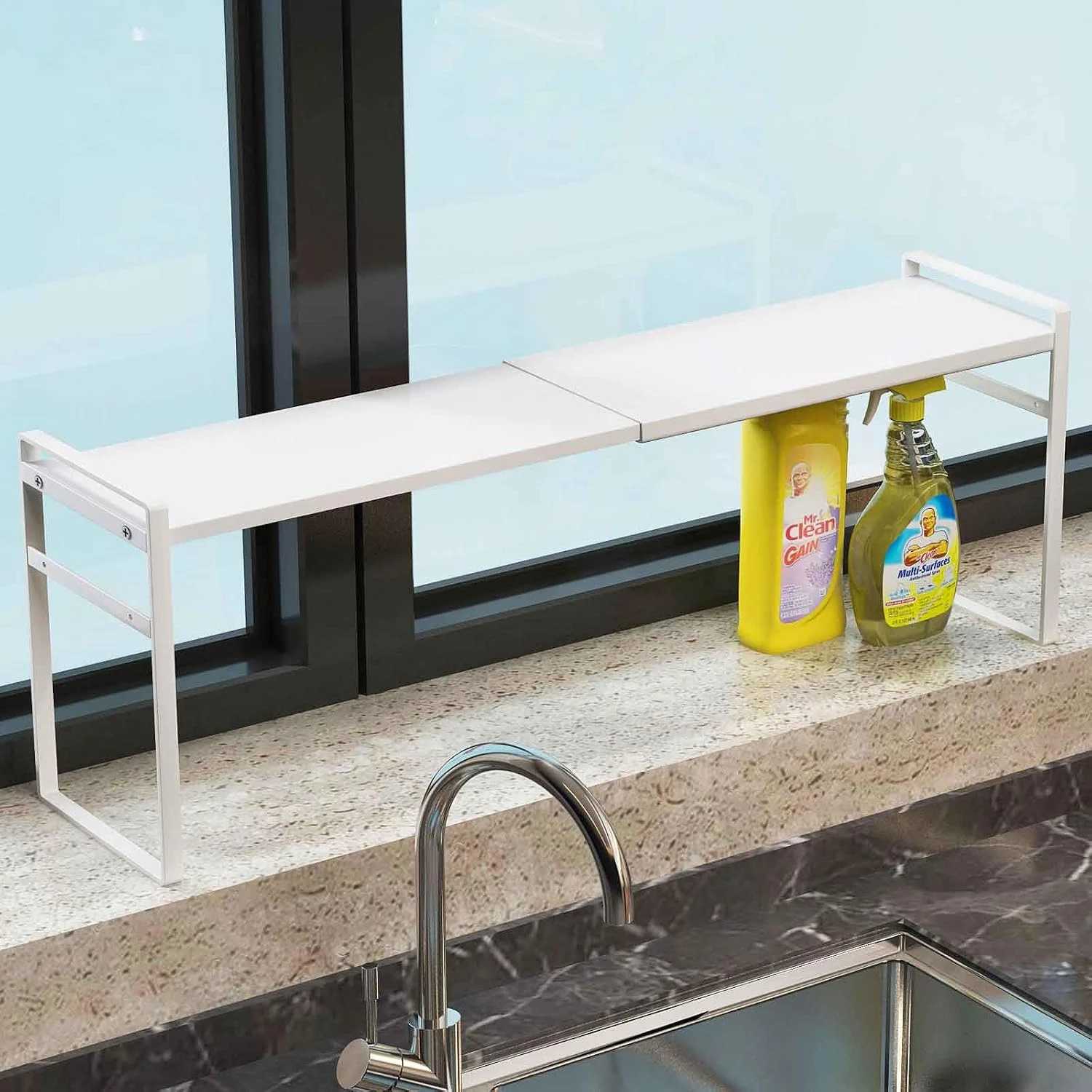Narrow Tall Storage Shelf for Windowsill & Kitchen, White