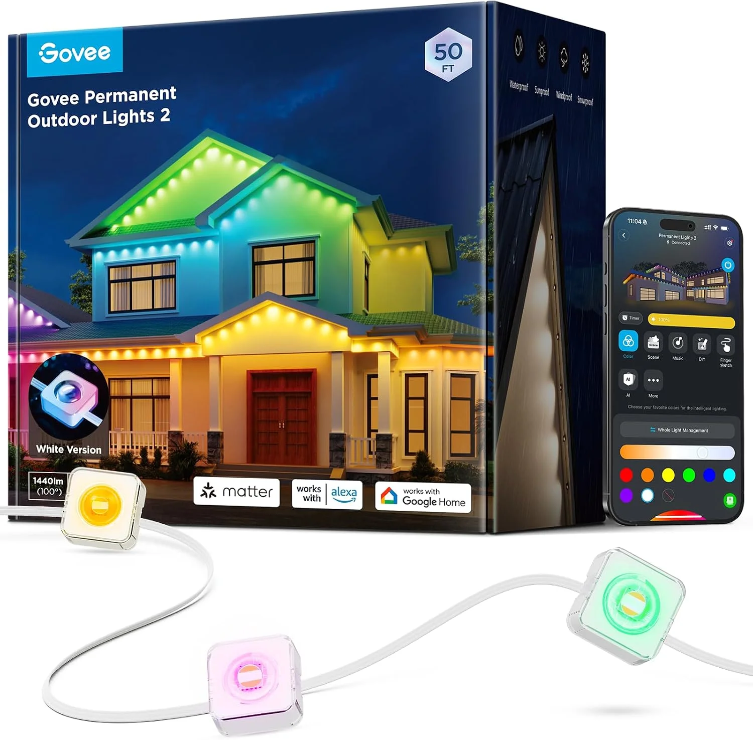 Permanent Outdoor Lights 2, 100ft RGBIC Outdoor Lights with 100 Modes - Image 4