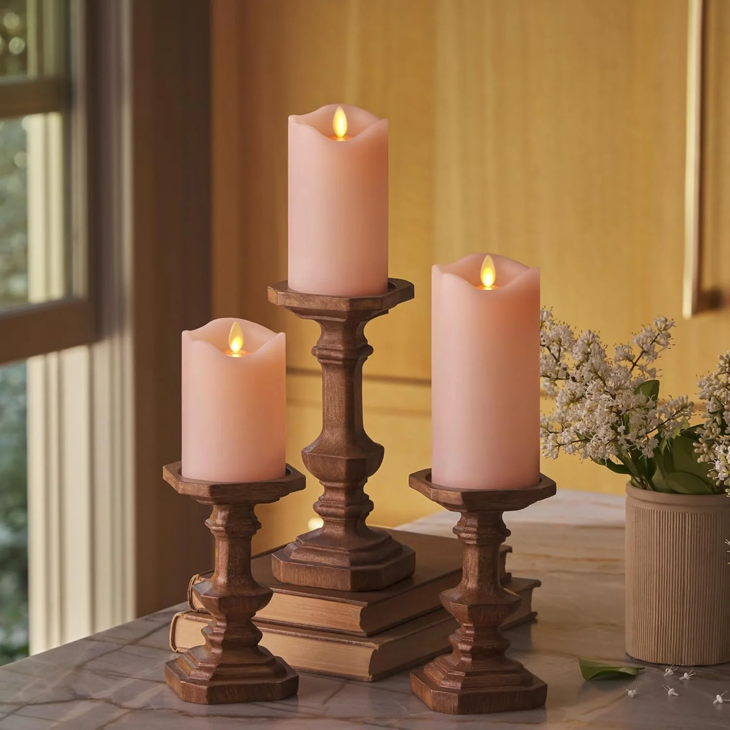Candle Co. Flameless Moving Flame Pillars, Unscented Wax Melted Edge, AA Batteries - Image 4