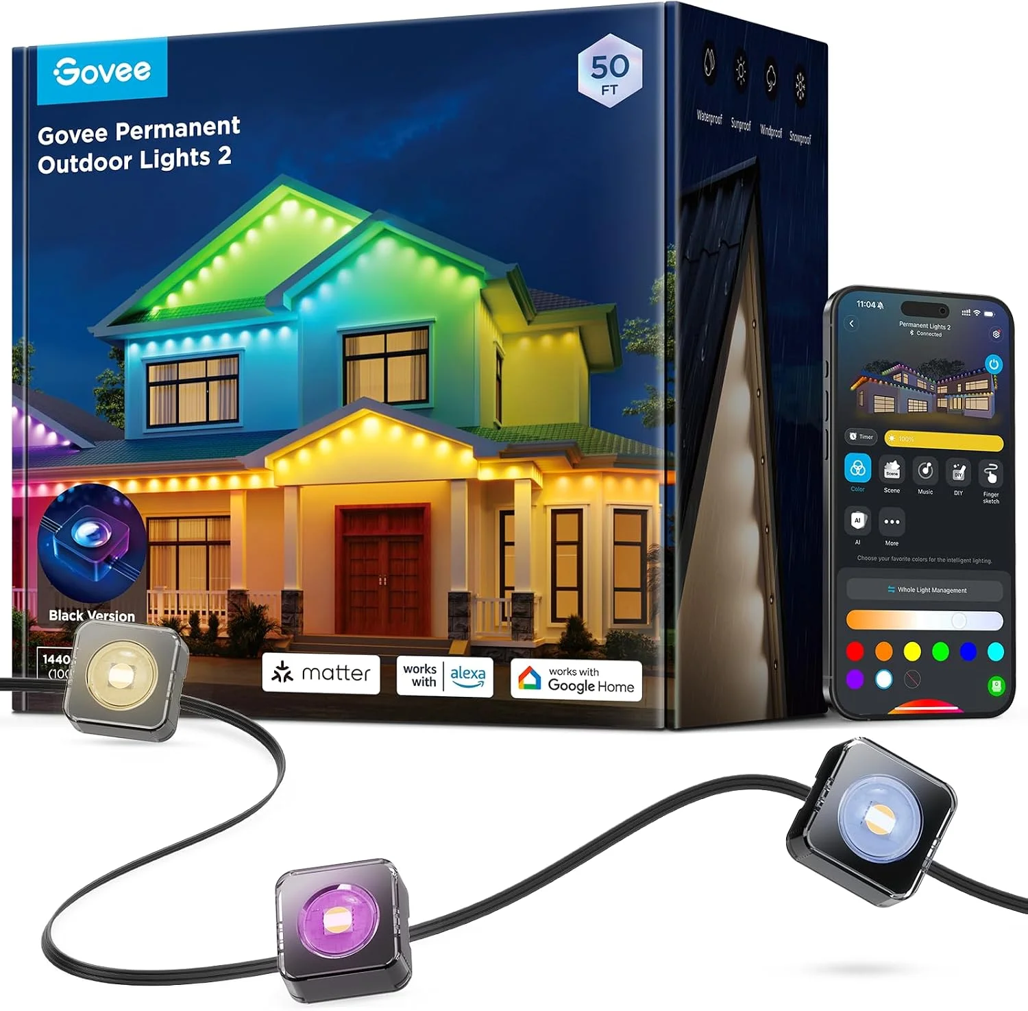 Permanent Outdoor Lights 2, 100ft RGBIC Outdoor Lights with 100 Modes - Image 2