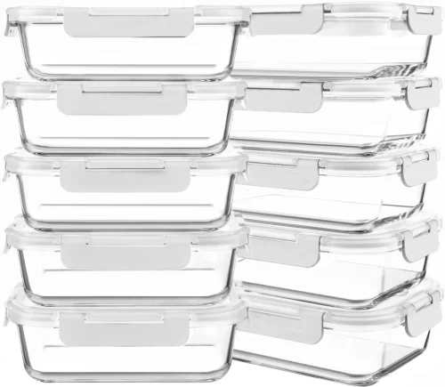 Alternative view of KOMUEE 10 Packs 30 oz Glass Meal Prep Containers with Lids, White
