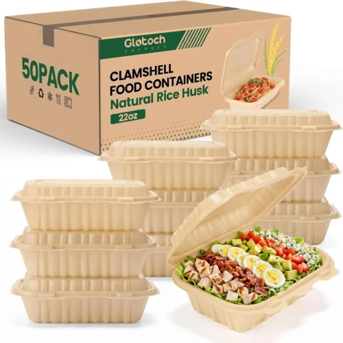 Alternative view of Piece (50 Pack) Meal Prep Containers with Lids, 28 oz Cornstarch Food Storage Containers Plant-based Lunch Box for Salad