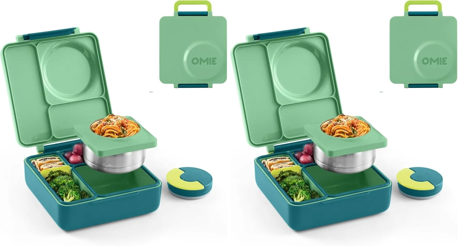 OmieBox Kids Insulated Leakproof Bento Lunch Box with Food Jar (Blue Sky)