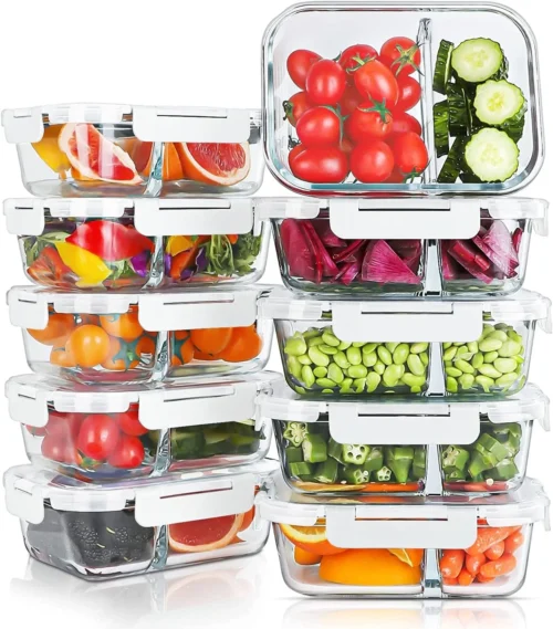 Alternative view of KOMUEE 10 Packs 30oz Glass Meal Prep Containers 2 Compartments