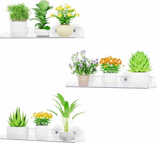 Alternative view of Window Plant Shelves 14.6, 2 Pack Acrylic Suction Cup Holder