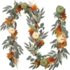 Madelyn 6ft Fall Garland for Mantle with Pumpkins